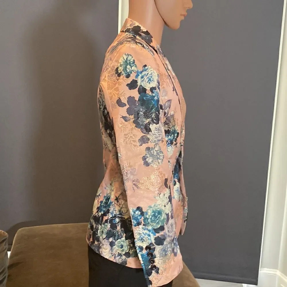 Men’s Floral Jacket Blazer Sports Coat Prom Party Formal Slim Fit Size 32 NWOT